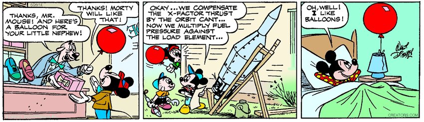 Mickey's nephew figures this is rocket science.